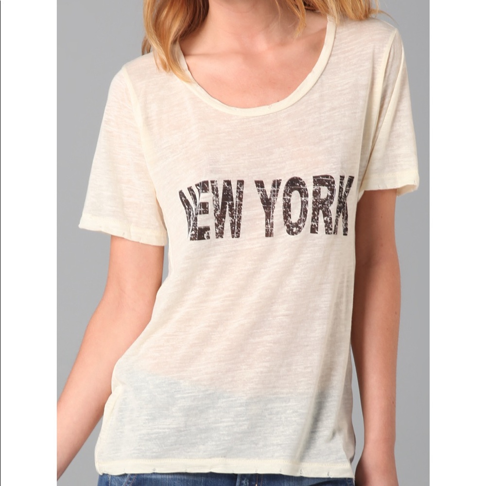 Brand New Son of John Women’s NY Vintage Tee in Size Small (1) in Cream & Black